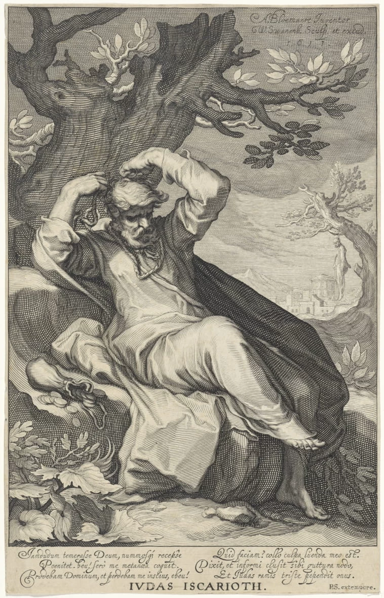 Giuda Iscariota si impicca Giuda Iscariota - I peccatori dell'Antico e del Nuovo Testamento, Rijks Museum Amsterdam